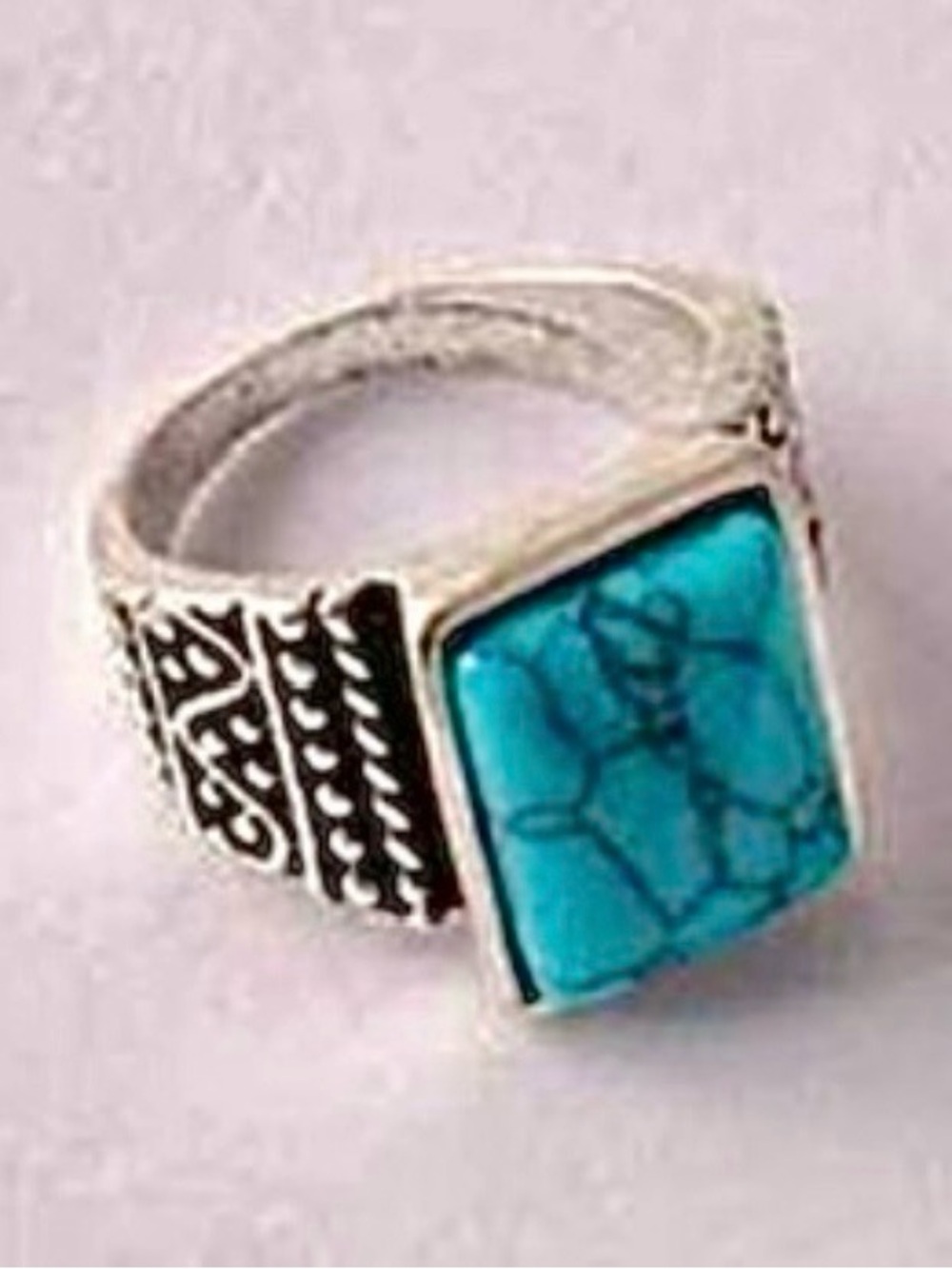 * Size 6 1/2 Turquoise Silver Tibet Style Ring NEW